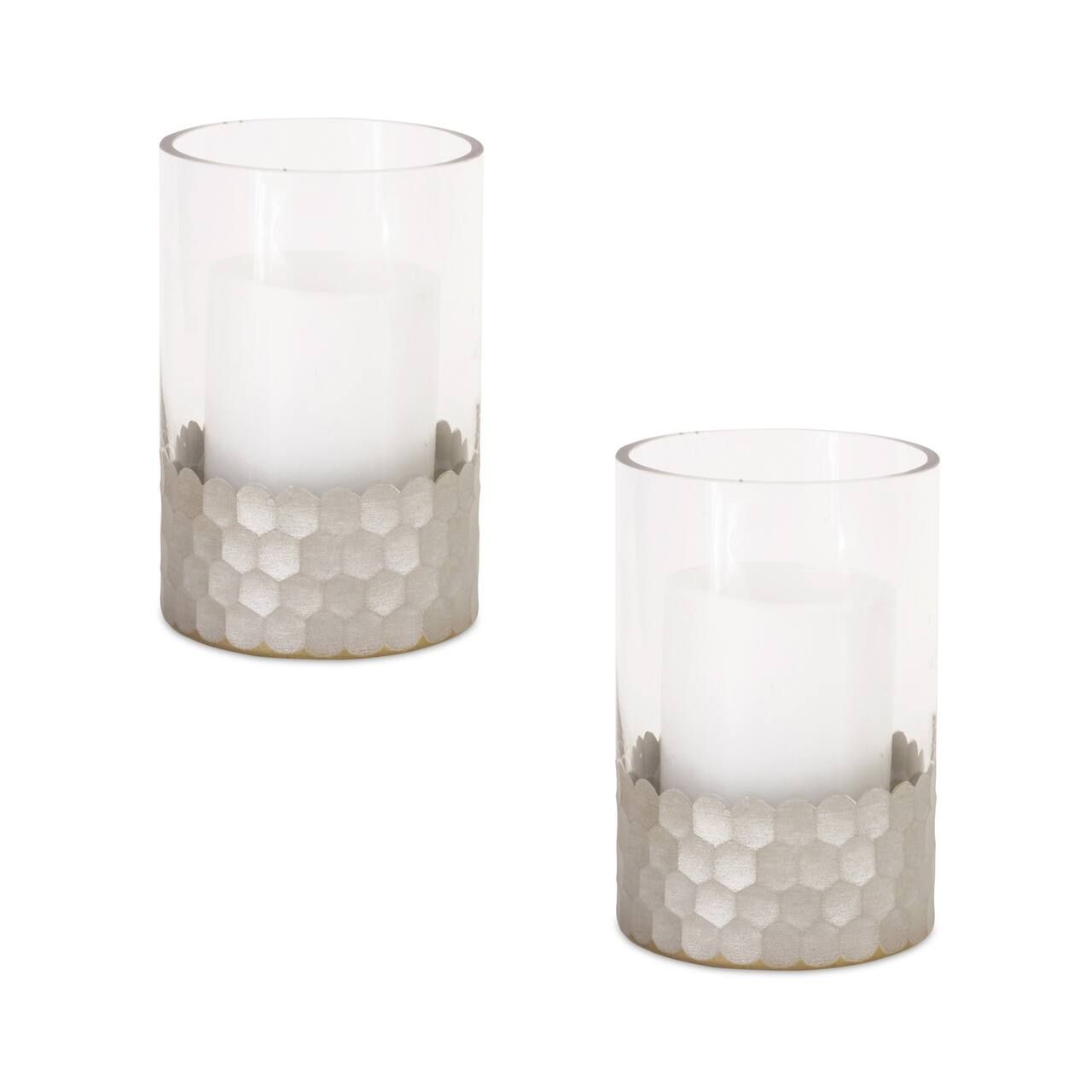 Glass Hurricane Candle Holder with Honeycomb Set